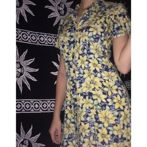 Long Vintage Floral Button-Up Dress